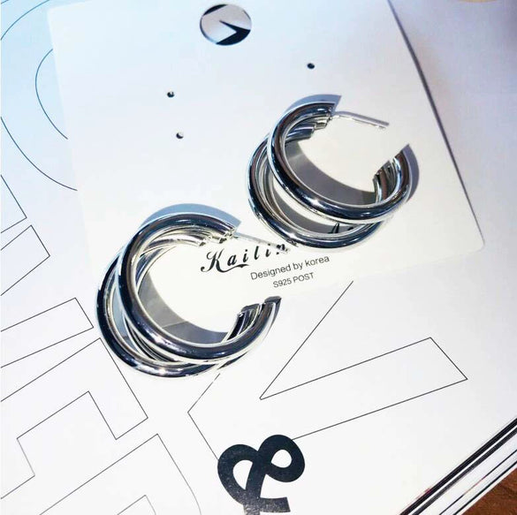 Women's Metal 925 Silver Circle Electroplated Geometric Earrings