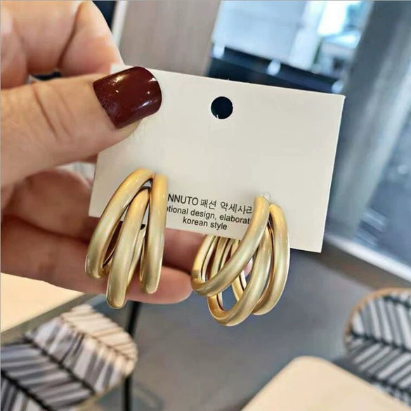 Women's Metal 925 Silver Circle Electroplated Geometric Earrings