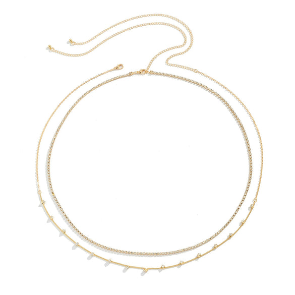 Women's Metal Simple Geometric Body Chain Jewelry Sexy Beach Style Rhinestone Waist Chain