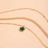 Women's Metal Snake Bone Chain Necklace With Geometric Five Leaf Clover Pendant And Electroplating Treatment