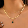 Women's Metal Snake Bone Chain Necklace With Geometric Five Leaf Clover Pendant And Electroplating Treatment