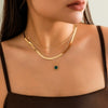 Women's Metal Snake Bone Chain Necklace With Geometric Five Leaf Clover Pendant And Electroplating Treatment