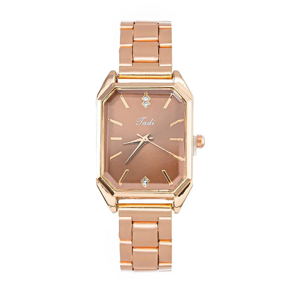Women's Metal Square Leisure Quartz Wristwatch With Mineral Strengthened Glass Mirror