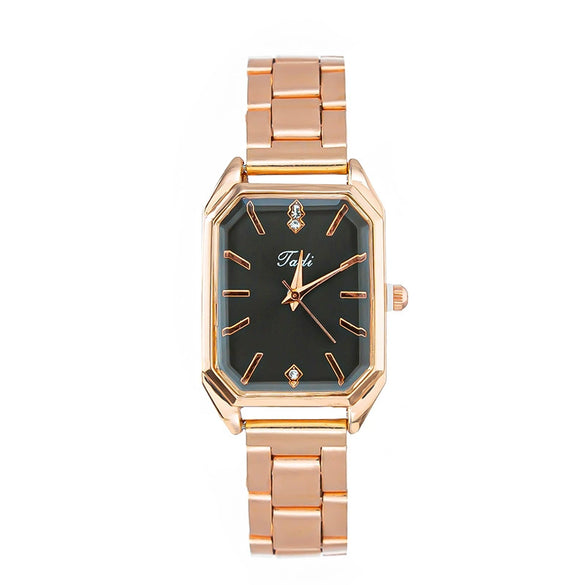 Women's Metal Square Leisure Quartz Wristwatch With Mineral Strengthened Glass Mirror