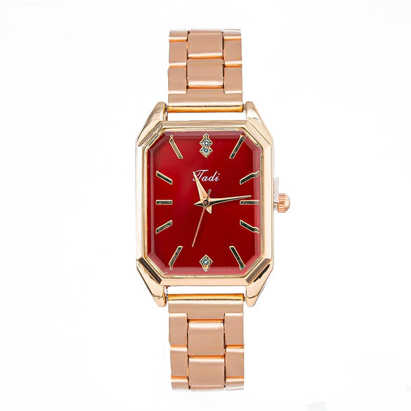 Women's Metal Square Leisure Quartz Wristwatch With Mineral Strengthened Glass Mirror