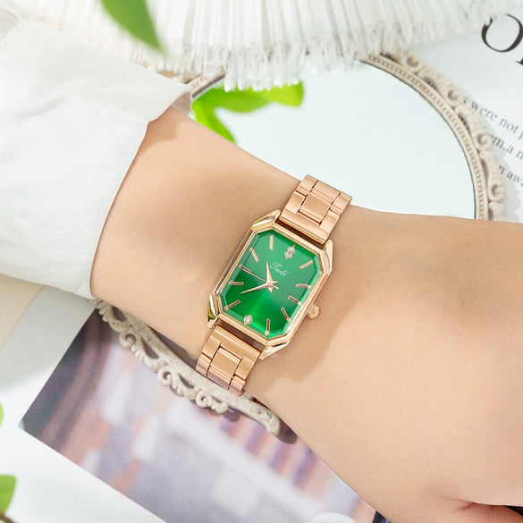 Women's Metal Square Leisure Quartz Wristwatch With Mineral Strengthened Glass Mirror