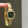 Women's Metal Square Medieval Style Watch With Wheat Ear Mesh Strap