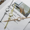 Women's Metal Stainless Steel Quartz Butterfly Round Dial Luxury Casual Diamondencrusted Bracelet Watch