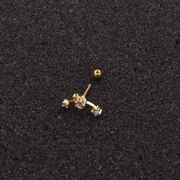 Women's Metal Star Pattern Inlaid Zircon Mini Ear Puncture Earrings