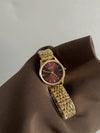 Women's Metal Steel Band Quartz Watch Medieval Style Alloy Case Ordinary Glass Mirror Printed Logo