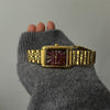 Women's Metal Steel Band Quartz Watch Medieval Style Alloy Case Ordinary Glass Mirror Printed Logo