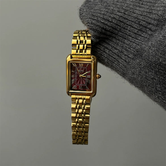 Women's Metal Steel Band Quartz Watch Medieval Style Alloy Case Ordinary Glass Mirror Printed Logo