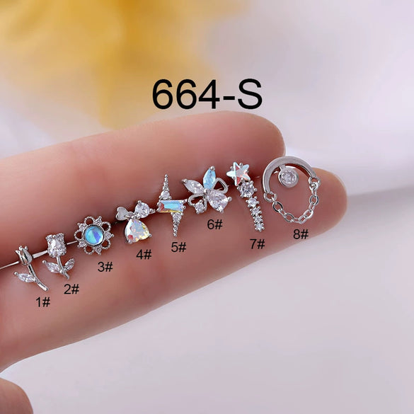 Women's Metal Titanium Steel Fashion Earring With Flower Zircon Design