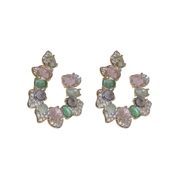 Women's Metal Ushaped Geometric Simple Retro Trendy Diamond Earrings