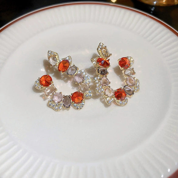 Women's Metal Ushaped Geometric Simple Retro Trendy Diamond Earrings