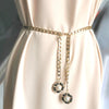 Women's Metal Waist Chain With Camellia Design Woven Style