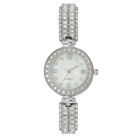 Women's Metal Watch Round Diamondencrusted Fashion Style