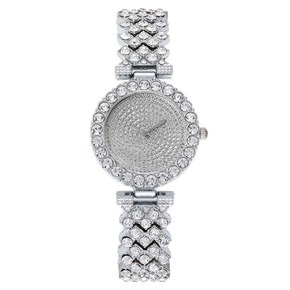 Women's Metal Watch With Diamondencrusted And Round Dial