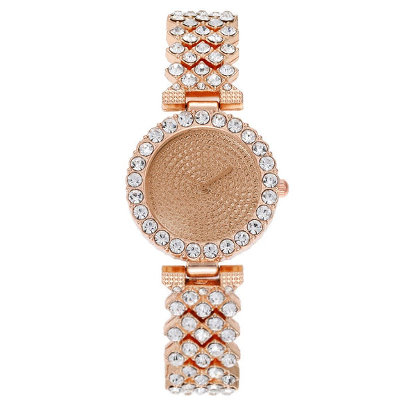 Women's Metal Watch With Diamondencrusted And Round Dial