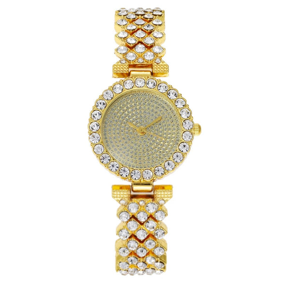 Women's Metal Watch With Diamondencrusted And Round Dial