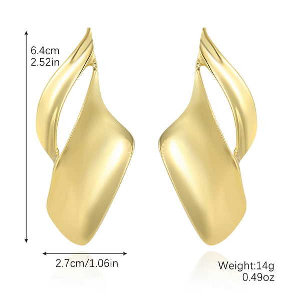 Women's Metallic Geometric Earrings With Electroplating Heart Rhombus Drop Shape Heavy Industry Niche Exaggerated Fashion Personality