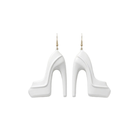Women's Metallic High Heel Shoe Earrings Geometric Exaggerated Design In Iron Alloy With Glossy Spray Painted Finish