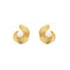 Women's Metallic Texture Pearl Stud Earrings Geometric Shape Electroplated Metal Jewelry