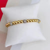 Women's Microinlaid Rhinestone Mixed Material Geometric Handwoven Elastic Rope Bracelet 18K Goldplated