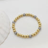 Women's Microinlaid Rhinestone Mixed Material Geometric Handwoven Elastic Rope Bracelet 18K Goldplated