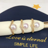 Women's Microinlaid Zircon And Natural Freshwater Pearl Ring Copper Triangle Design