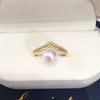 Women's Microinlaid Zircon And Natural Freshwater Pearl Ring Copper Triangle Design