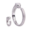 Women's Micropaved Zircon Leopard Head Bracelet In Environmentally Friendly Copper With Animal Style And Platinum Tone Finish
