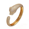 Women's Micropaved Zircon Leopard Head Bracelet In Environmentally Friendly Copper With Animal Style And Platinum Tone Finish