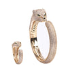 Women's Micropaved Zircon Leopard Head Bracelet In Environmentally Friendly Copper With Animal Style And Platinum Tone Finish