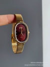 Women's Midcentury Style Alloy Case Quartz Watch With Golden Monkey Strap