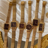 Women's Midcentury Style Alloy Case Quartz Watch With Golden Monkey Strap