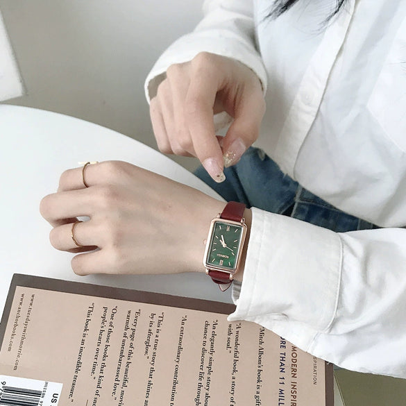 Women's Mini Watch Alloy Case Thin Strap Square Retro Simple Style