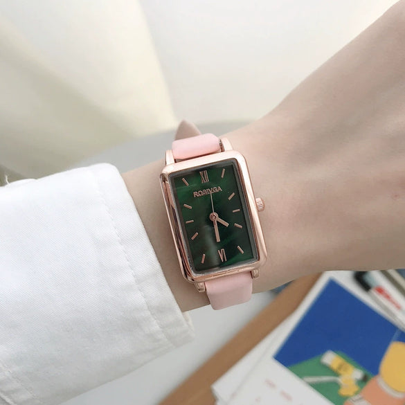 Women's Mini Watch Alloy Case Thin Strap Square Retro Simple Style