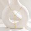 Women's Minimalist Adjustable Water Drop Pendant Necklace With Snake Bone Chain Electroplated Metal Clavicle Chain