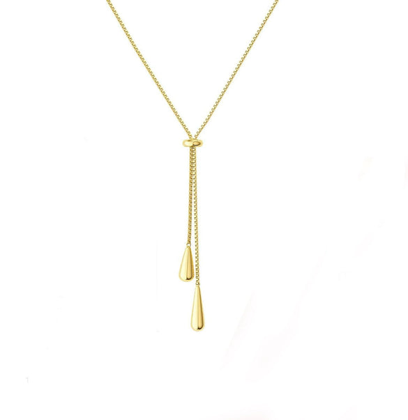 Women's Minimalist Adjustable Water Drop Pendant Necklace With Snake Bone Chain Electroplated Metal Clavicle Chain