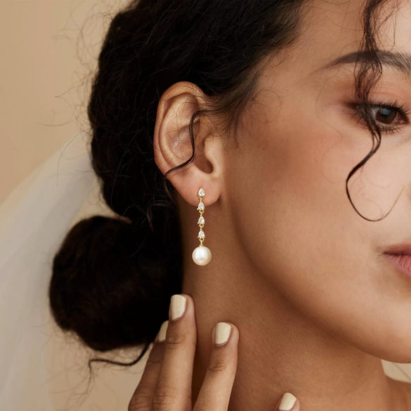 Women's Minimalist Bow Tassel Earrings With Imitation Pearls Geometric Design Stainless Steel Posts Electroplated High End Fashion Jewelry