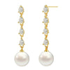 Women's Minimalist Bow Tassel Earrings With Imitation Pearls Geometric Design Stainless Steel Posts Electroplated High End Fashion Jewelry