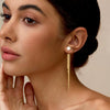 Women's Minimalist Bow Tassel Earrings With Imitation Pearls Geometric Design Stainless Steel Posts Electroplated High End Fashion Jewelry