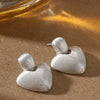 Women's Minimalist Brushed Metal Heartshaped Earrings With Copper Ear Posts And Handfinished Detail
