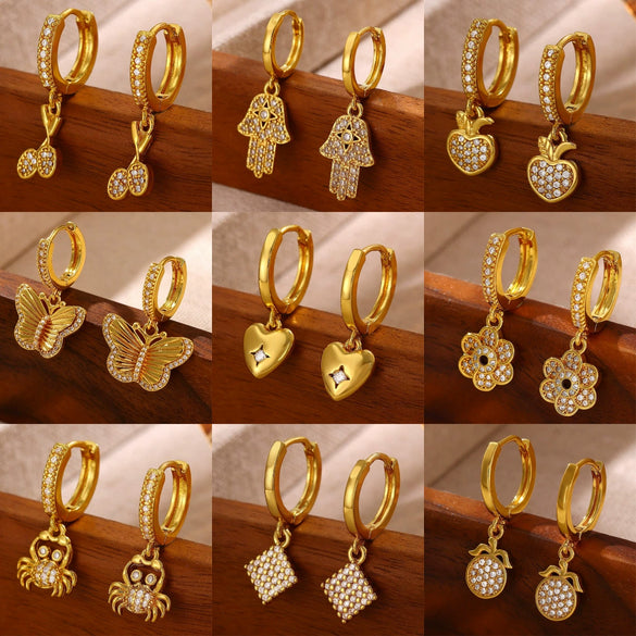 Women's Minimalist Butterfly Pendant Earrings Gold Plated Copper Drop Earrings With Simple Elegant Design For Wholesale
