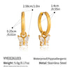 Women's Minimalist Butterfly Zircon Earrings With Stainless Steel Ear Needles And Vacuum Gold Pvd Plating