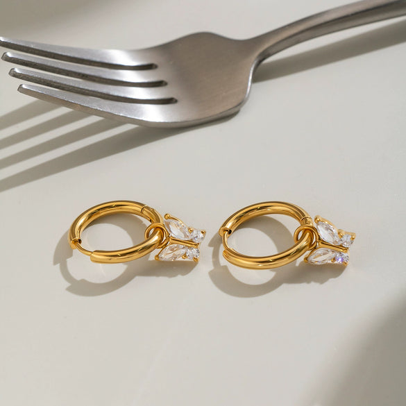 Women's Minimalist Butterfly Zircon Earrings With Stainless Steel Ear Needles And Vacuum Gold Pvd Plating