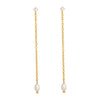 Women's Minimalist Casual Geometric Stainless Steel Freshwater Pearl Earrings With Chain Tassels Pvd Furnace Vacuum Real Gold Plated
