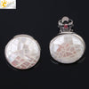 Women's Minimalist Clip On Earrings With Natural Abalone Shell Round Shape Distinctive Shell Ear Clips