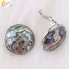 Women's Minimalist Clip On Earrings With Natural Abalone Shell Round Shape Distinctive Shell Ear Clips
